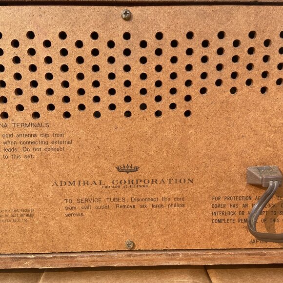 Vintage Admiral AM/FM/Phono Radio TESTED WORKS Model: YG539 6H4N-2 Made In Japan - Picture 10 of 14